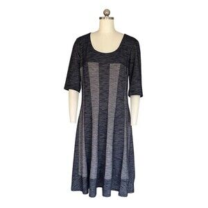 Connected Apparel Dress Womens Size 14 Navy Gray Colorblock Fit & Flare
